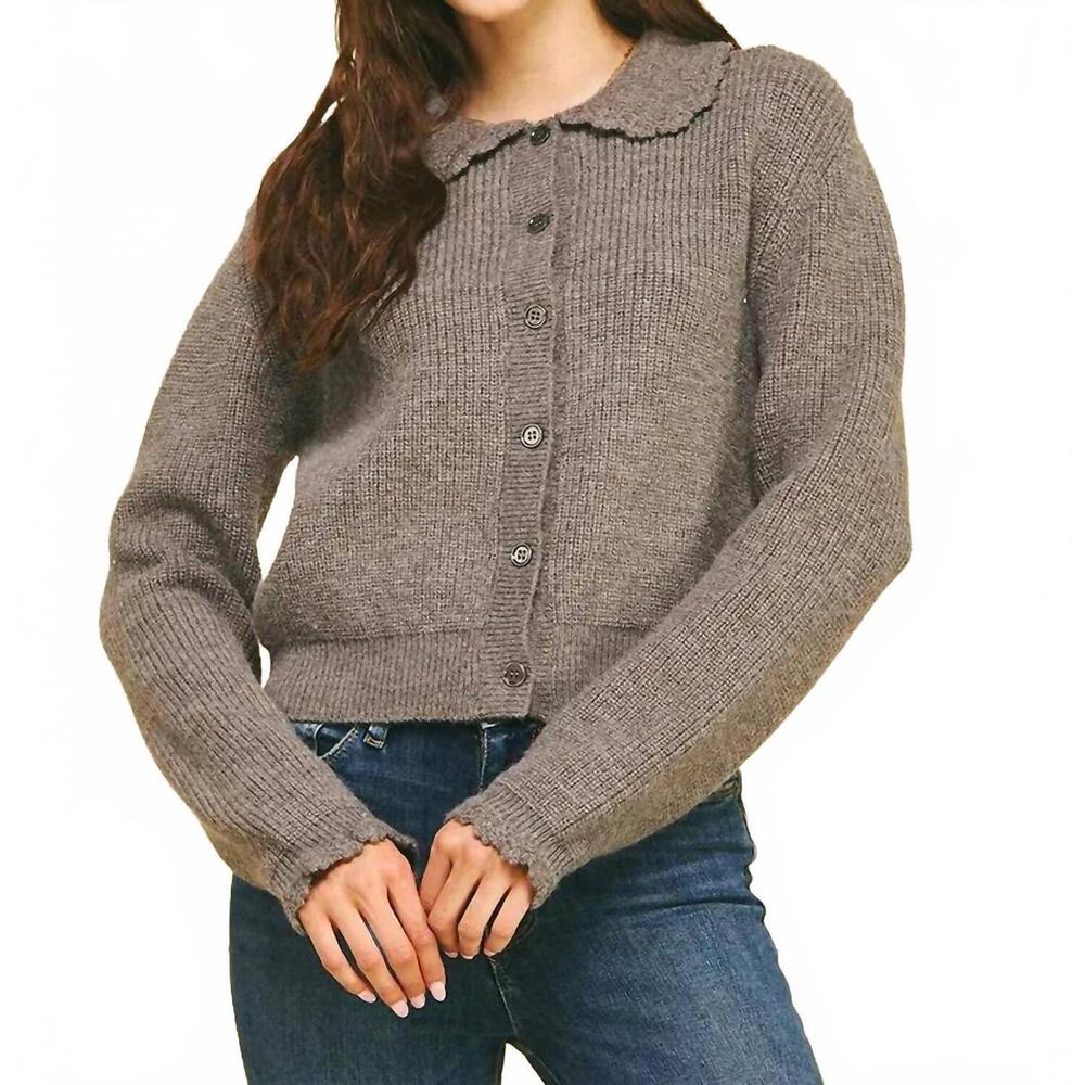 NEW PINCH janae eyelet detail cardigan in grey
